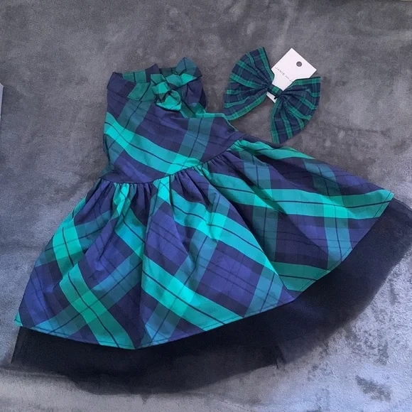 NEW! Janie and Jack plaid dress & matching bow NEW! Janie and Jack plaid dress & matching bow